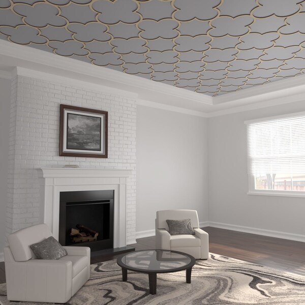 Ekena Millwork 33W x 33H x 38T Small Woodall Decorative Fretwork Wood Ceiling Panels, Birch CELW33X33X0375WDLBI - main